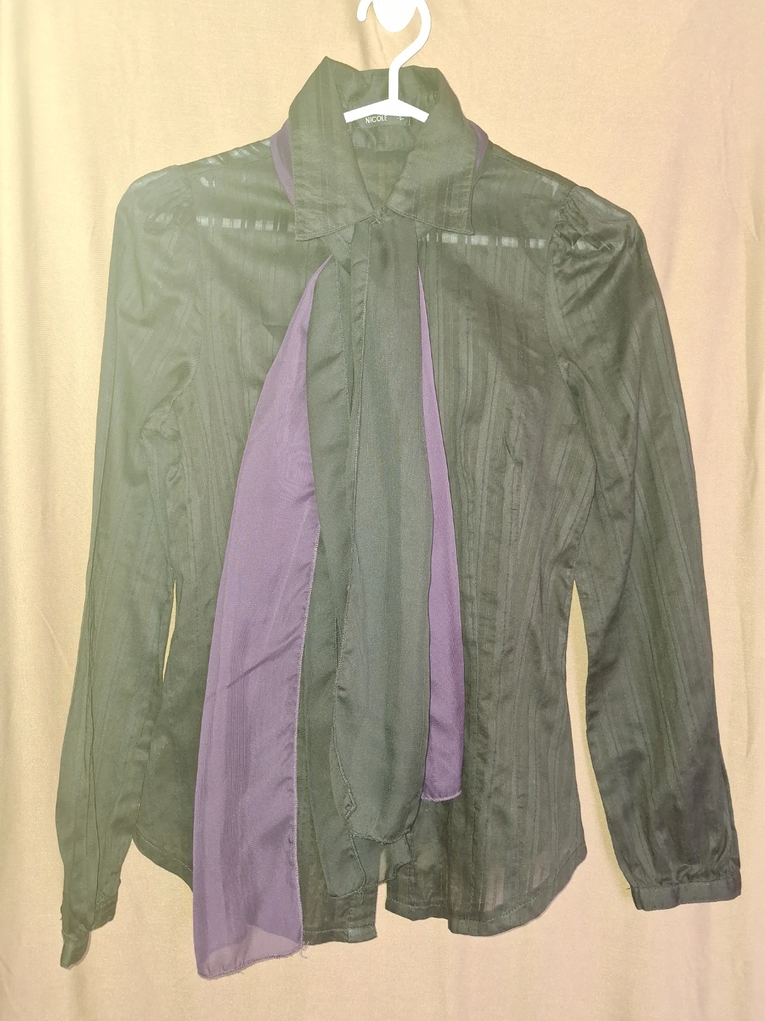 Vintage  Blouse – Shadow Stripe Jacquard with Contrast Bow - photo 2