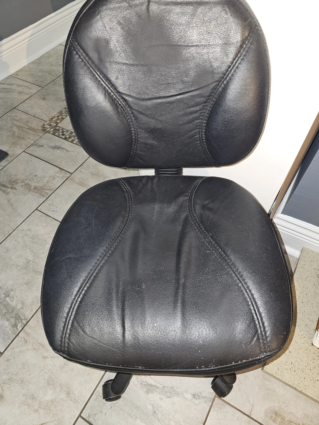 Black Faux Leather Office Chair with Wheels