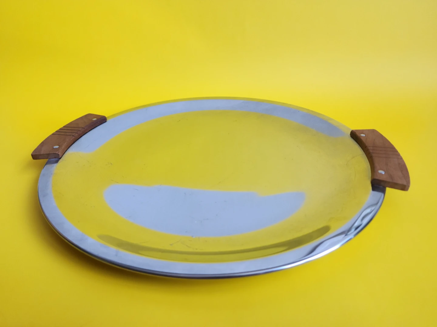 Metal Serving Tray with Wooden Handles - photo 3