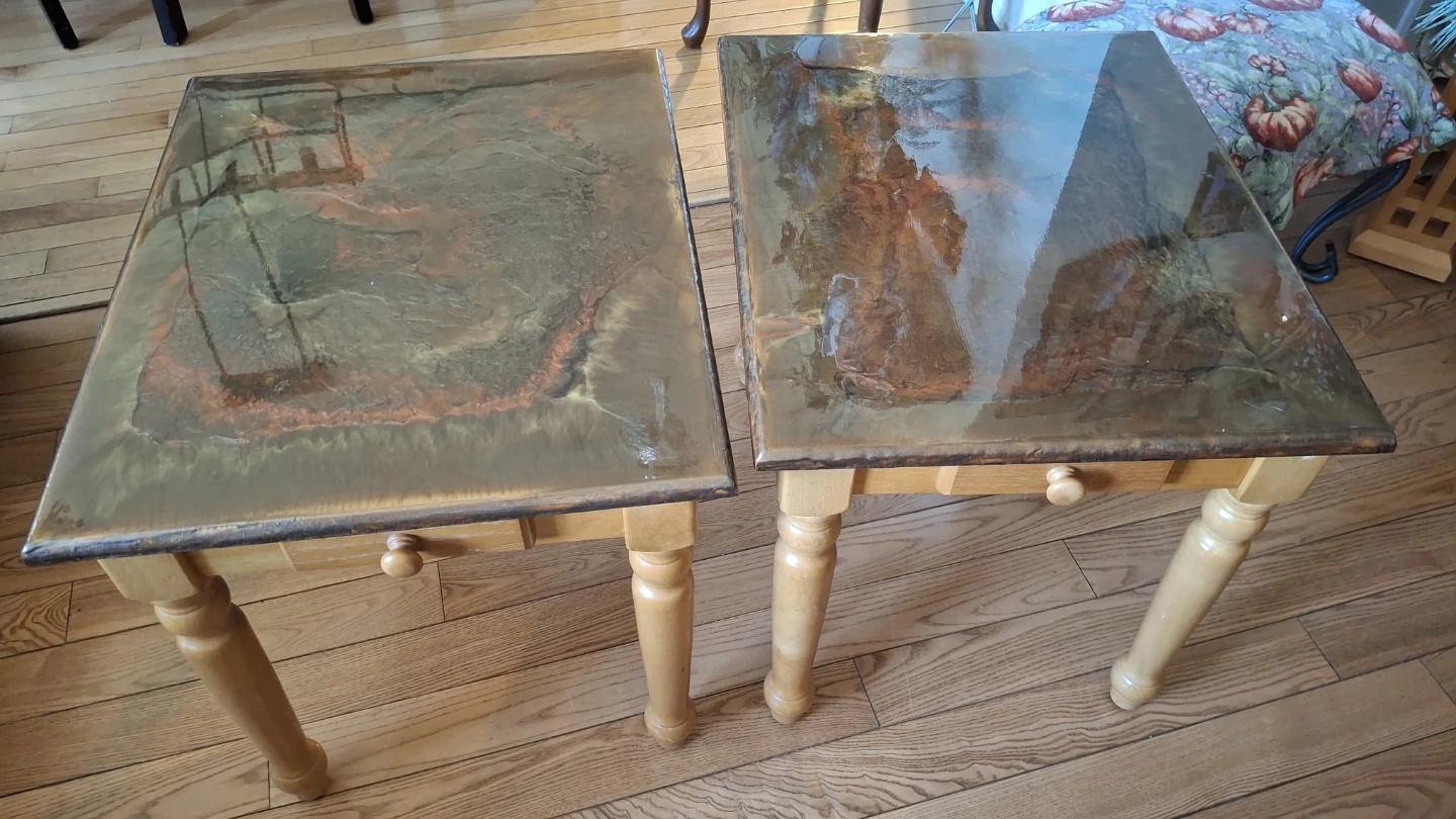 Pair of Side Tables with Epoxy Tops - photo 2