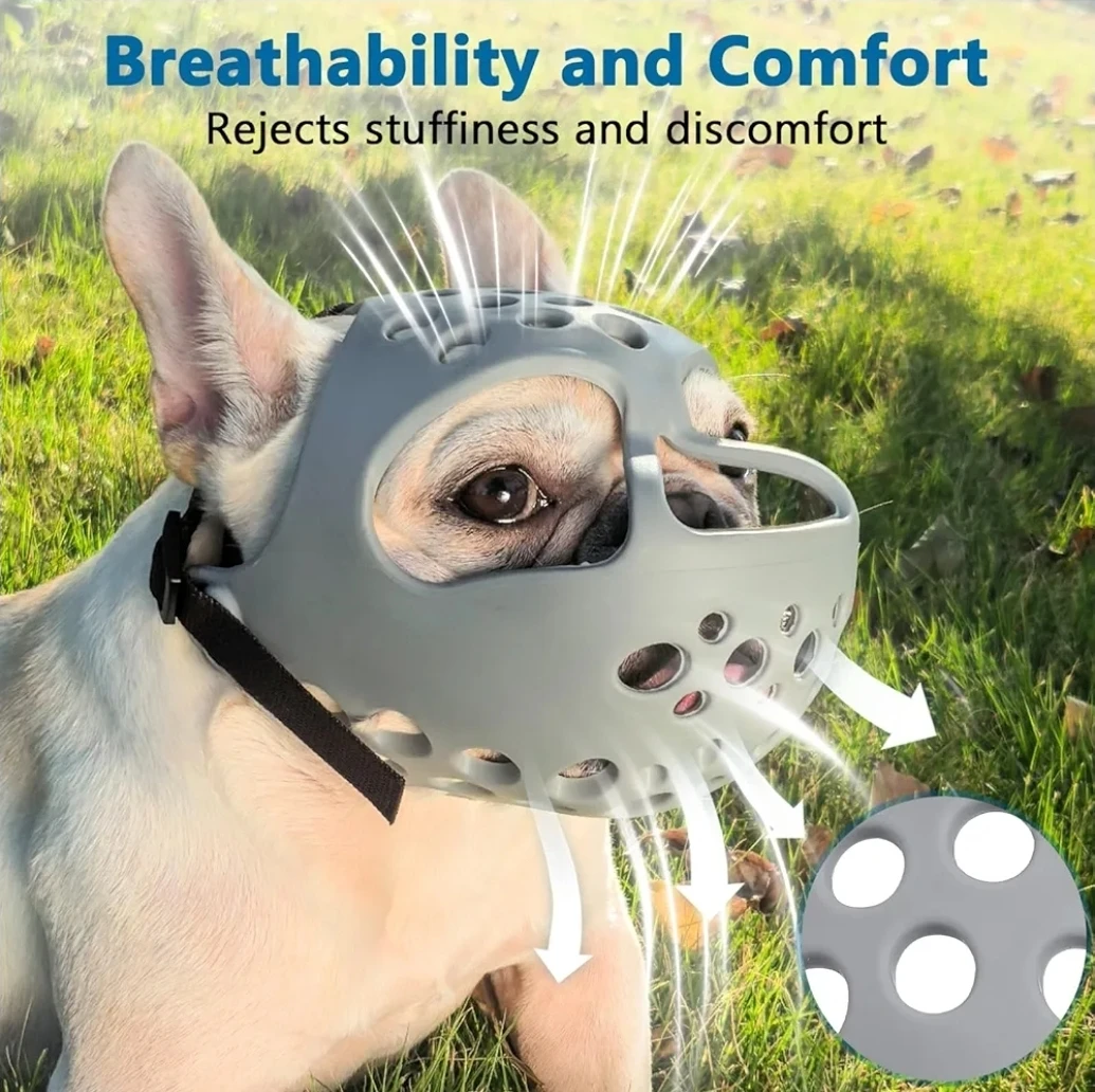 Barkless Short Snout Dog Muzzle - Grey, Size M - photo 5