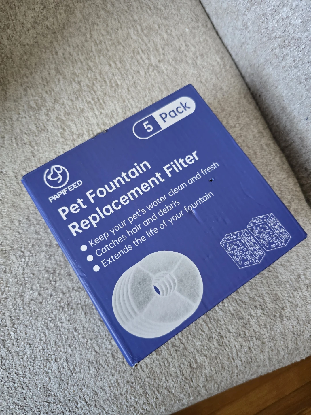 PAPIFEED Pet Fountain Replacement Filters - 5 Pack