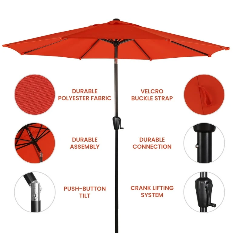 NEW 9ft Red Orange Outdoor Patio Umbrella