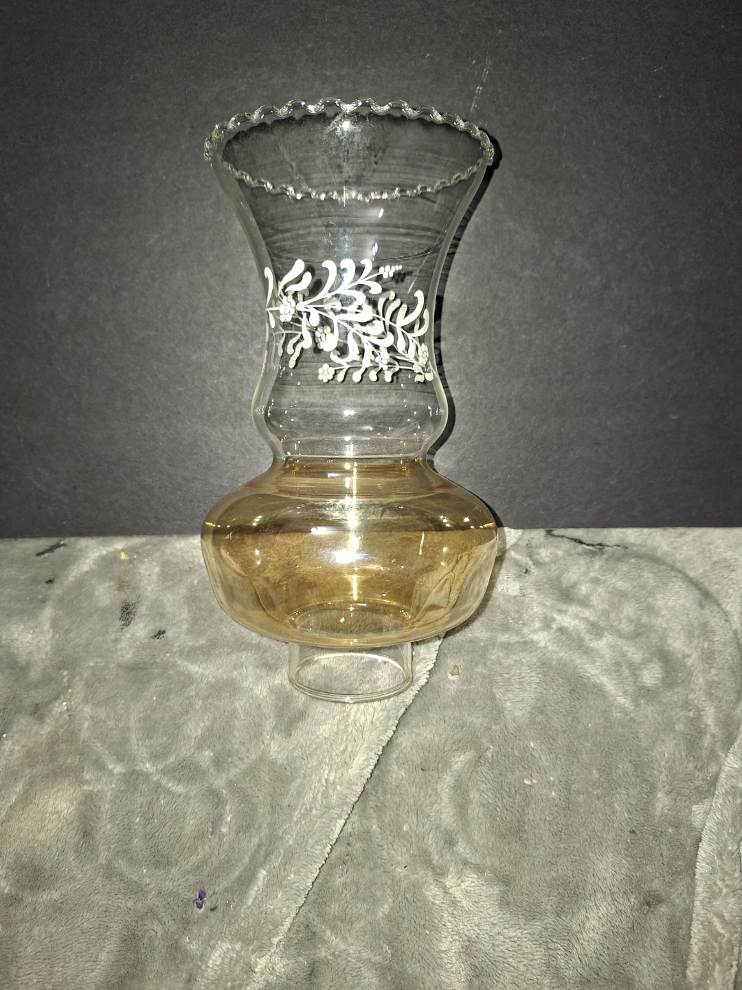 Brass Oil Lamp with Amber Glass Shade - photo 5