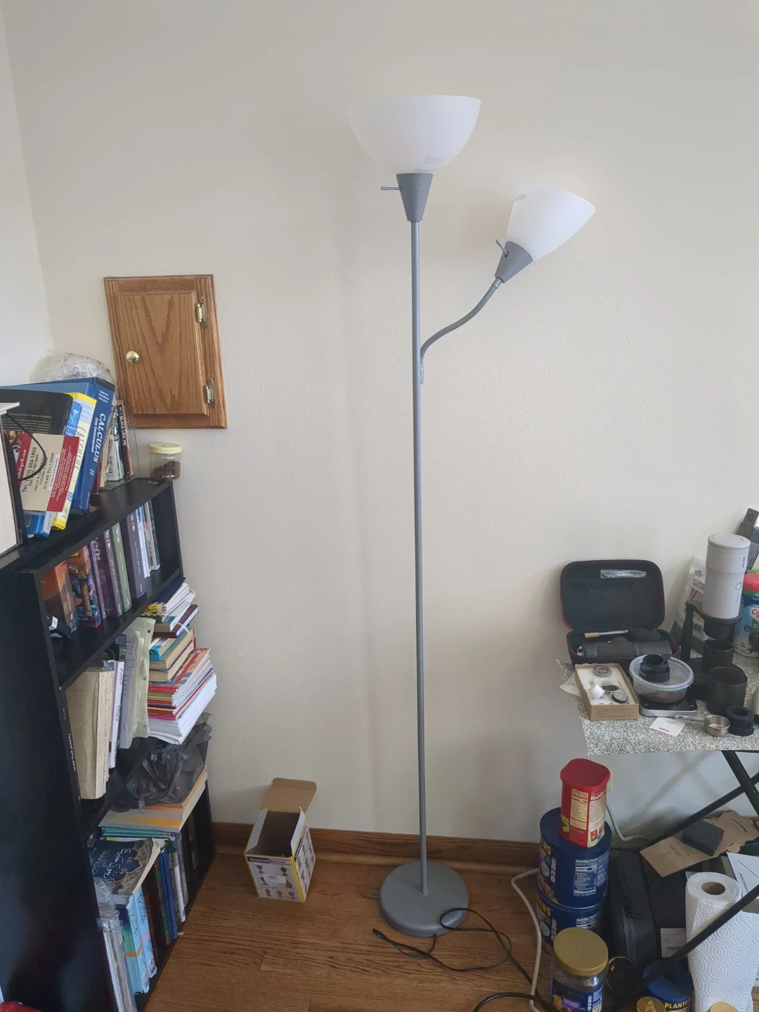 Grey Floor Lamp with Two Lights