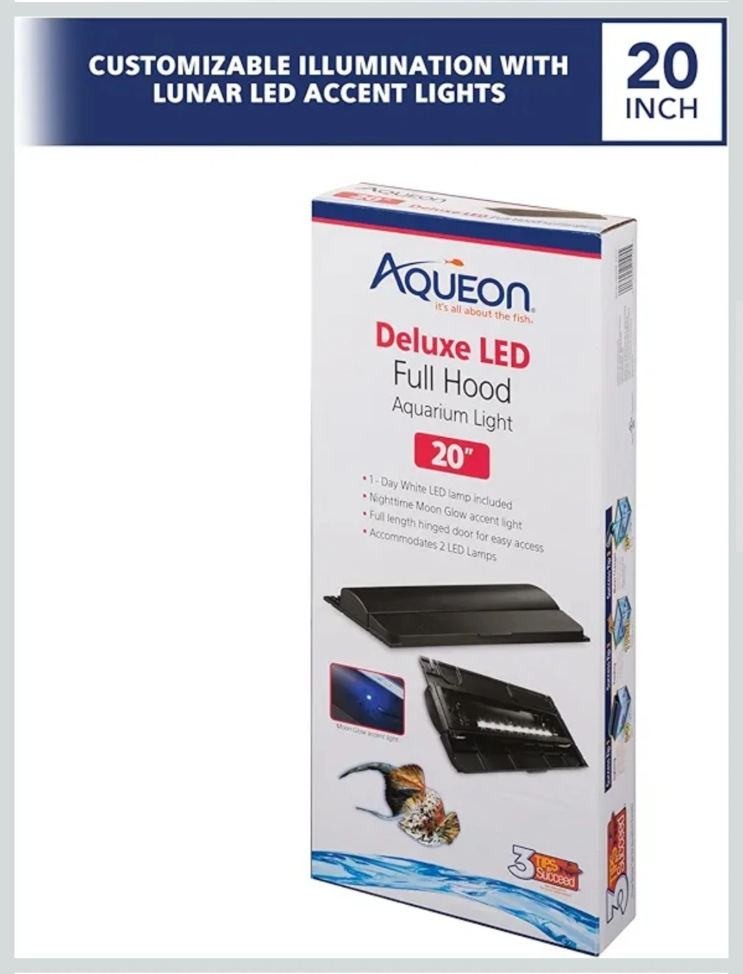 Aqueon LED Full Hood 20” Aquarium Light Fits 10 & 20 Gallon Tank - photo 5