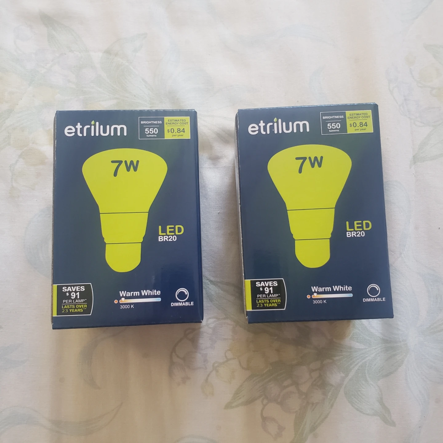 Etrilum 7W LED BR20 Warm White Dimmable Light Bulbs (2 Pack)