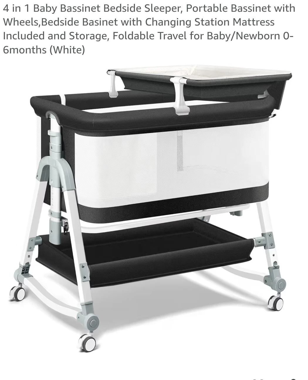 Baby Bassinet Bedside Sleeper with Wheels