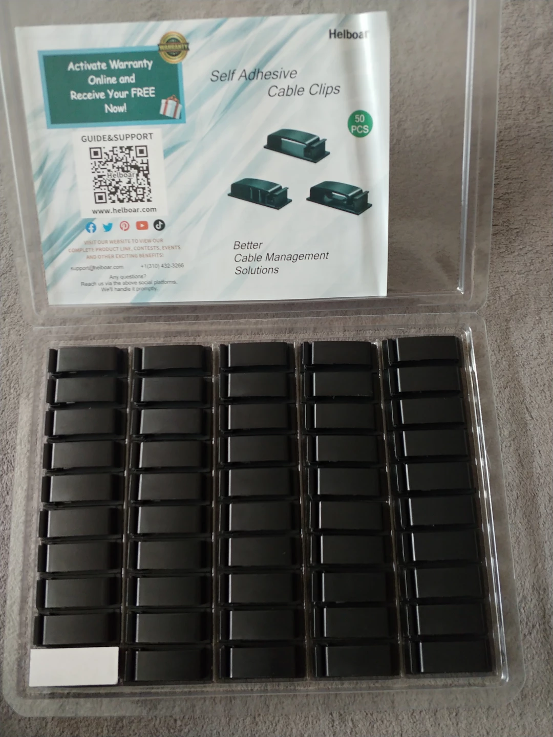 Helboar Self Adhesive Cable Clips - 50 Pcs - photo 2