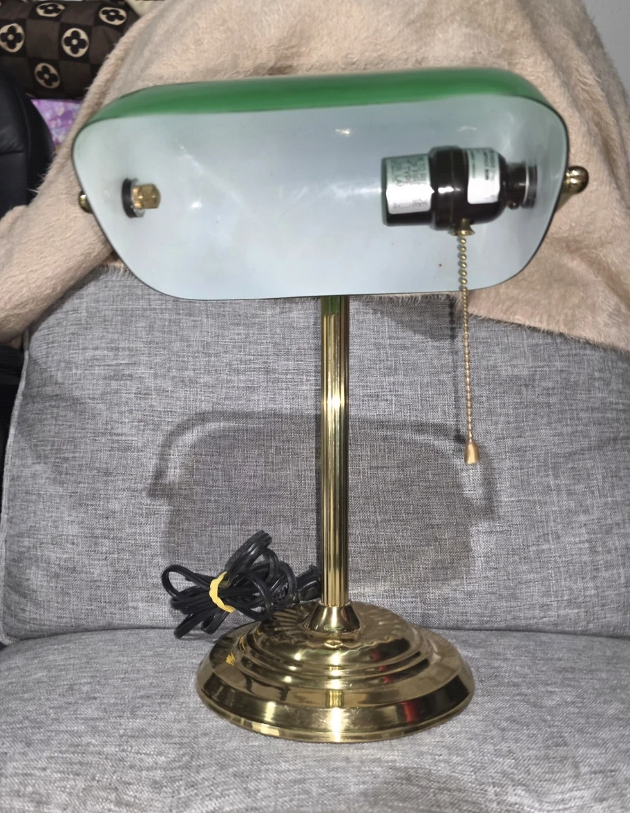 Portable Banker's Lamp with Green Shade