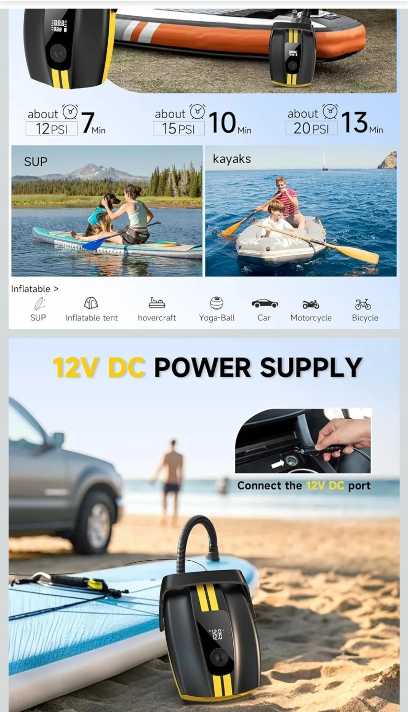 New 50PSI Paddle Board Pump Electric Portable, Sup Pump - photo 5