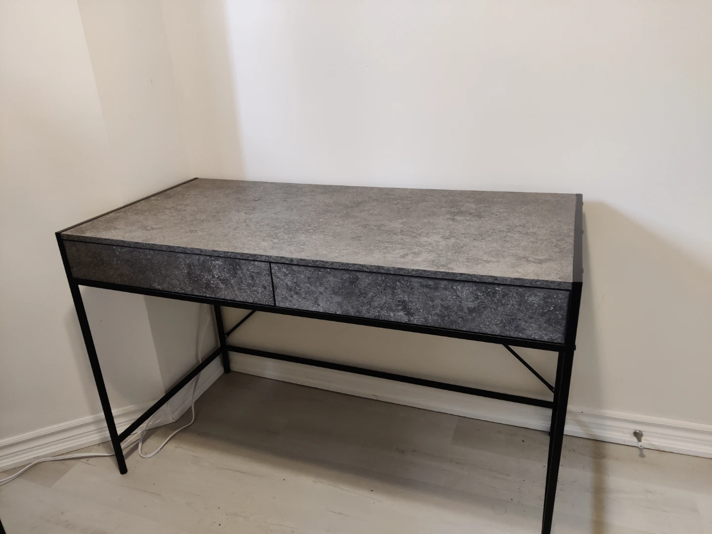 Two-Drawer Desk with Stone-Look Top