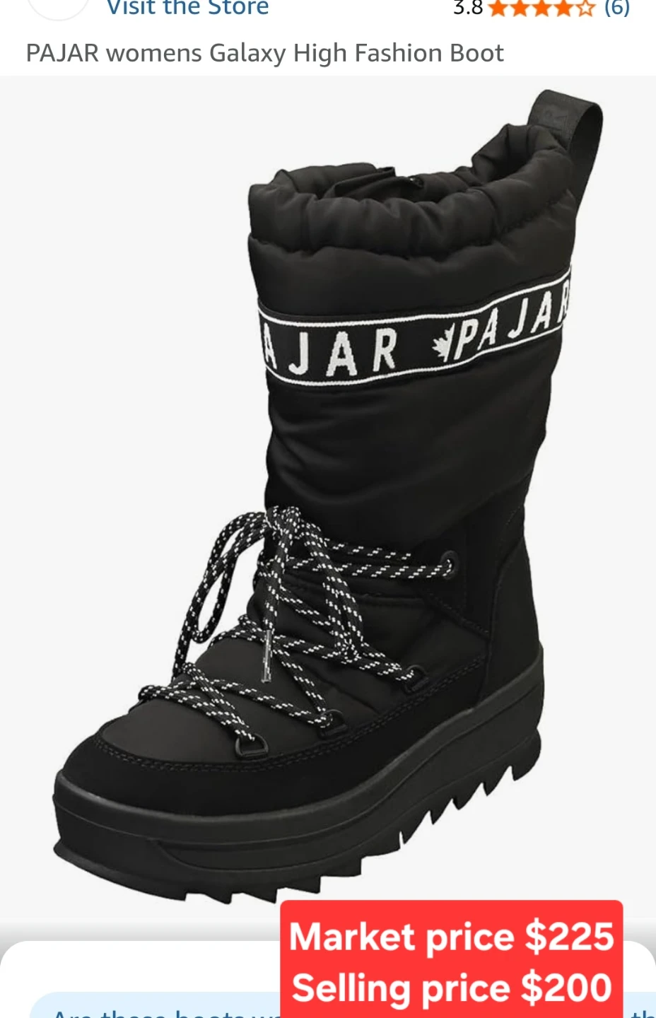 Pajar Womens Galaxy High Fashion Boots Black