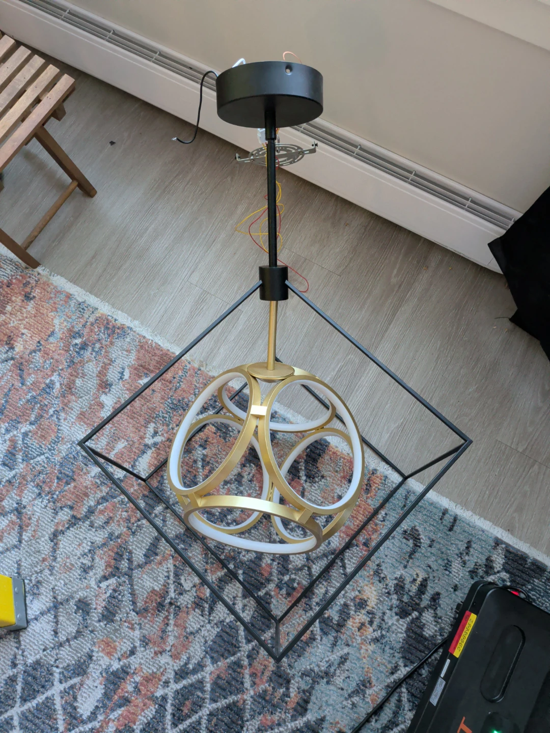Modern Geometric Gold and Black Chandelier Pendant Light