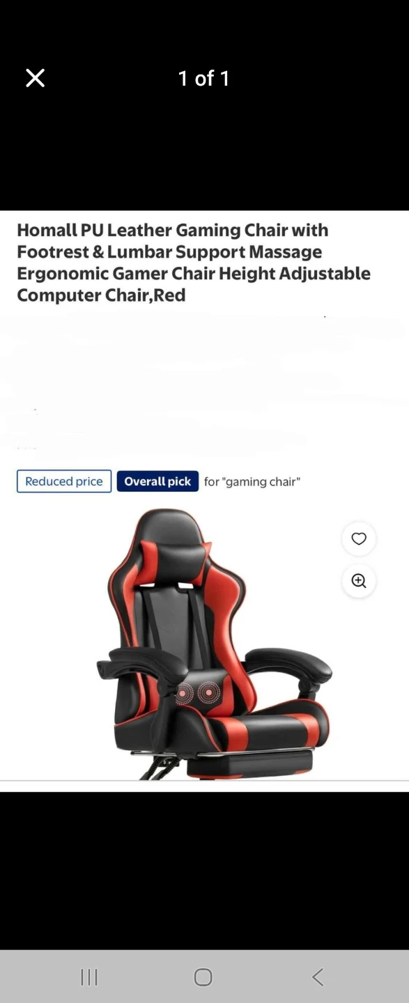 Homall PU Leather Gaming Chair with Footrest - Red