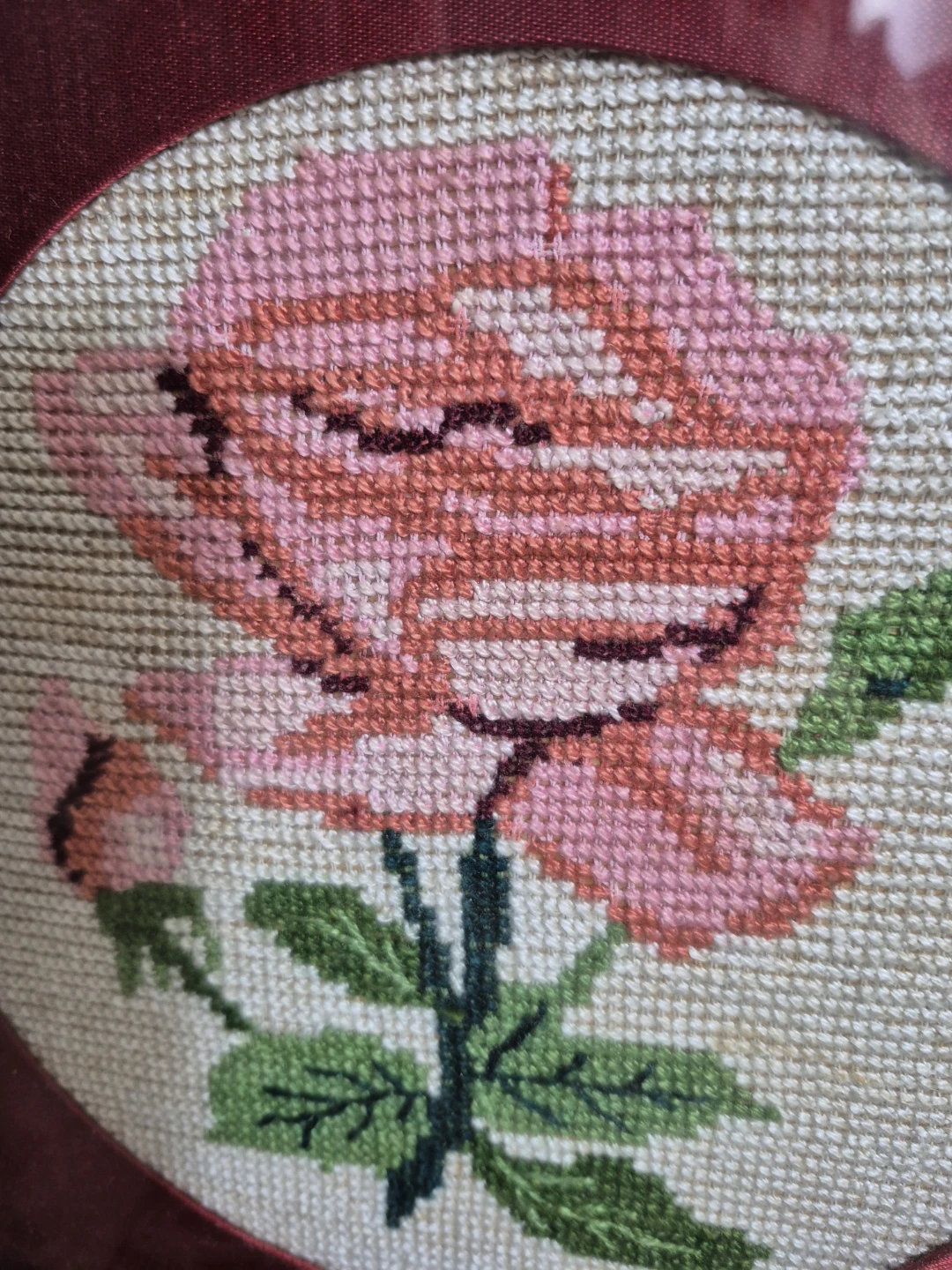 10x10vintage antique Framed Needlepoint Rose Art - photo 3