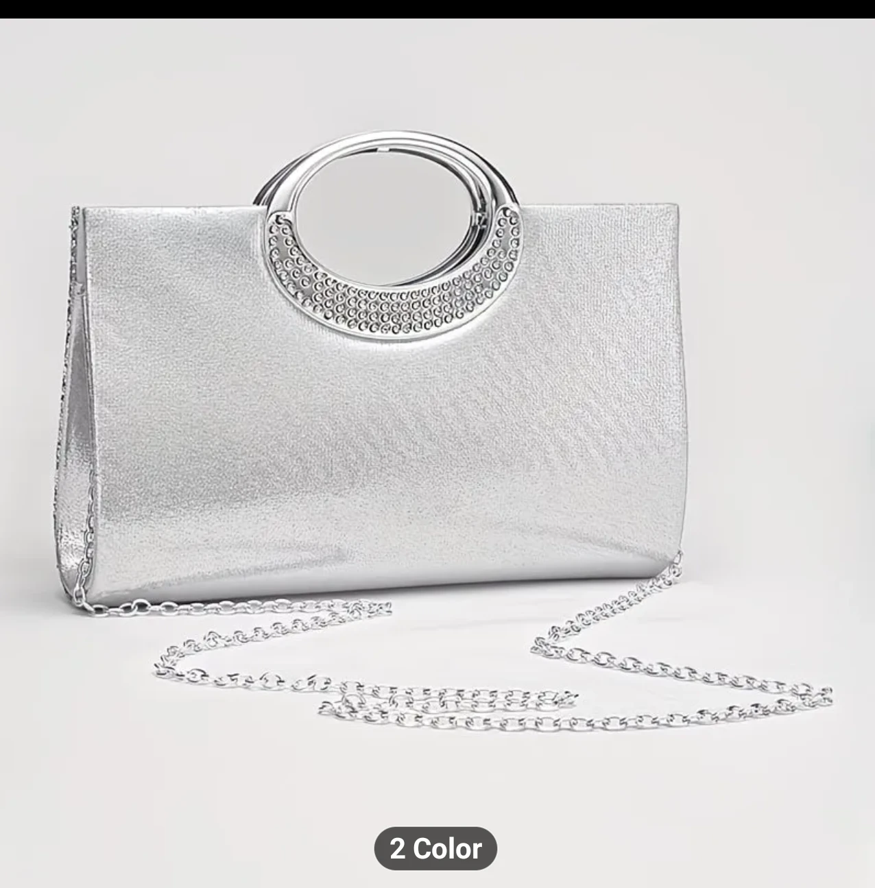Sparkly Silver Clutch Handbag with Handle - photo 3
