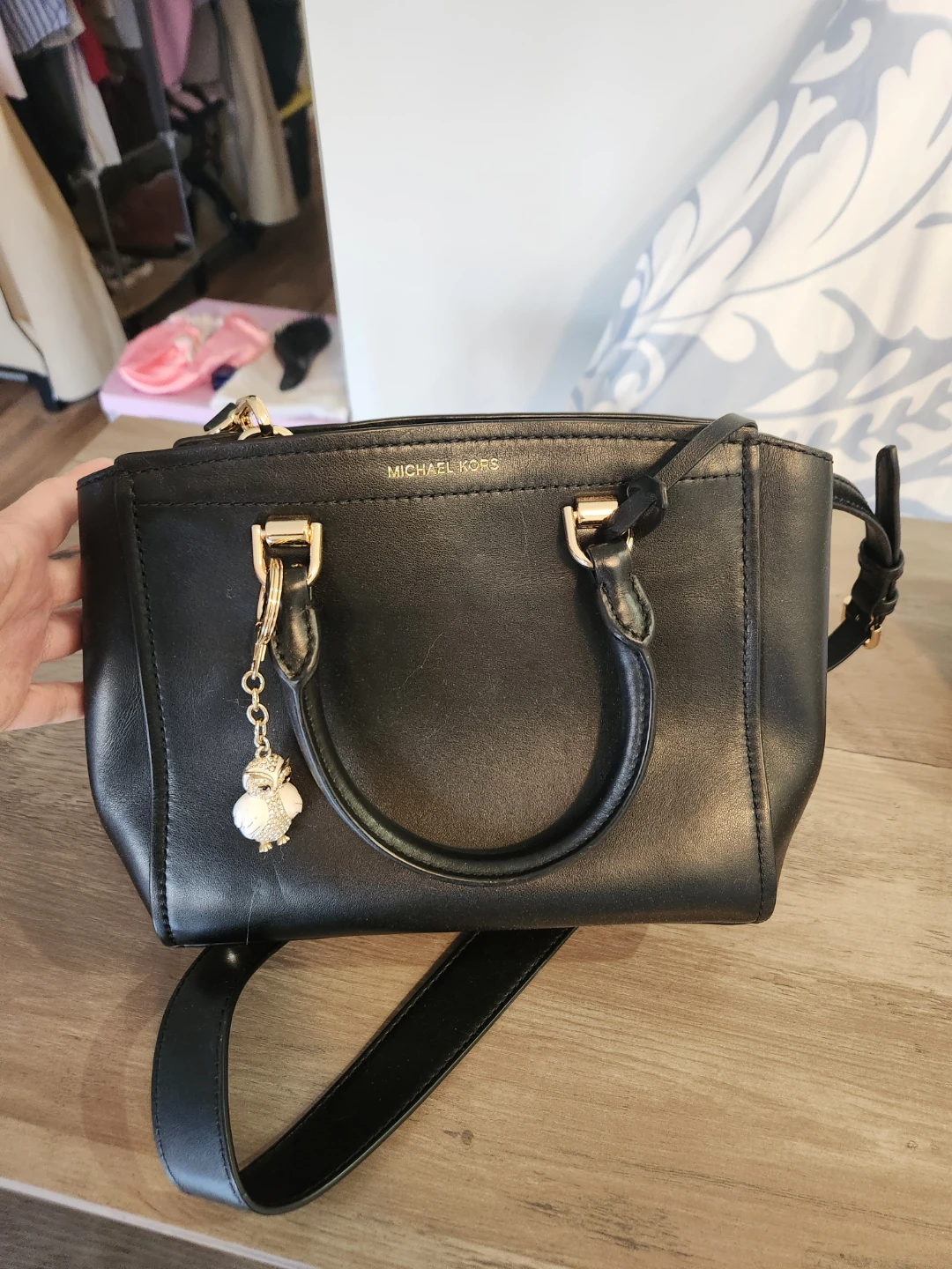 Michael Kors Black Leather Satchel Bag