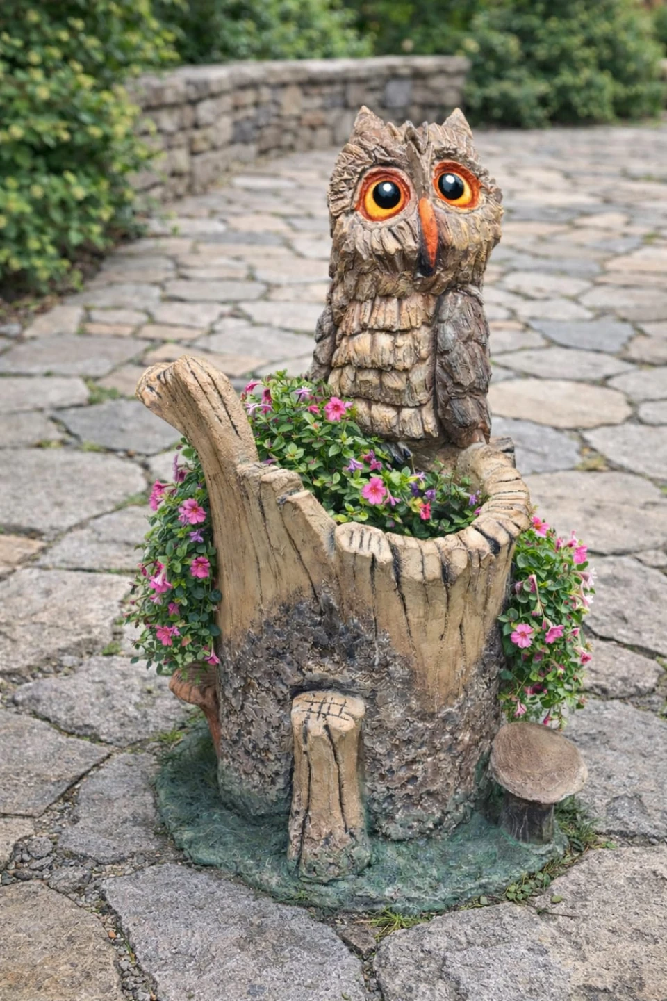 Owl Tree Stump Planter