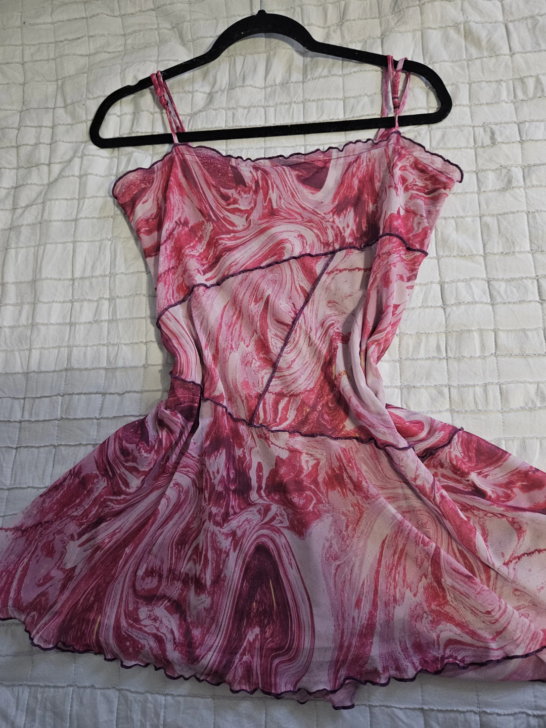 Urban Outfitters Pink Swirl Mesh Dress - Medium