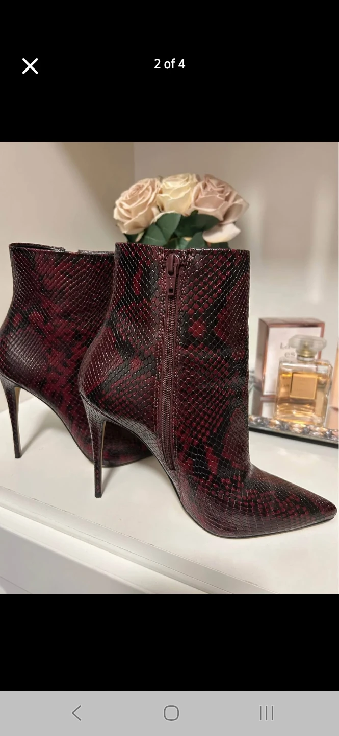 Aldo Red Snake Print Stiletto Ankle Boots size 11