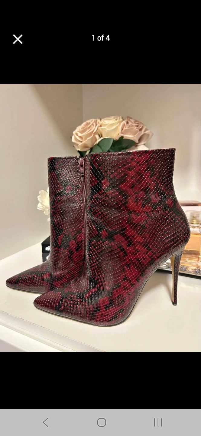 Aldo Red Snake Print Stiletto Ankle Boots size 11 - photo 2