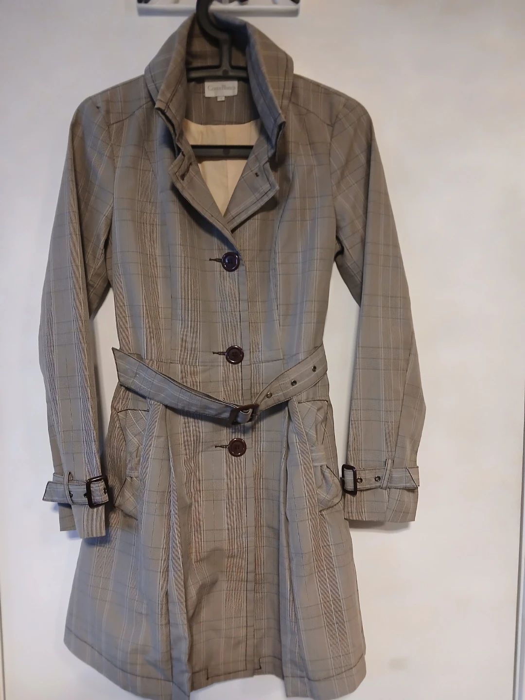 Costa Blanca Women's Plaid Trench Coat Size 4. It's available!