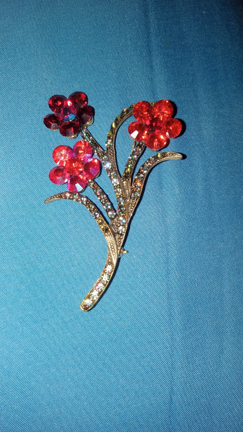 Rhinestone Flower Brooch