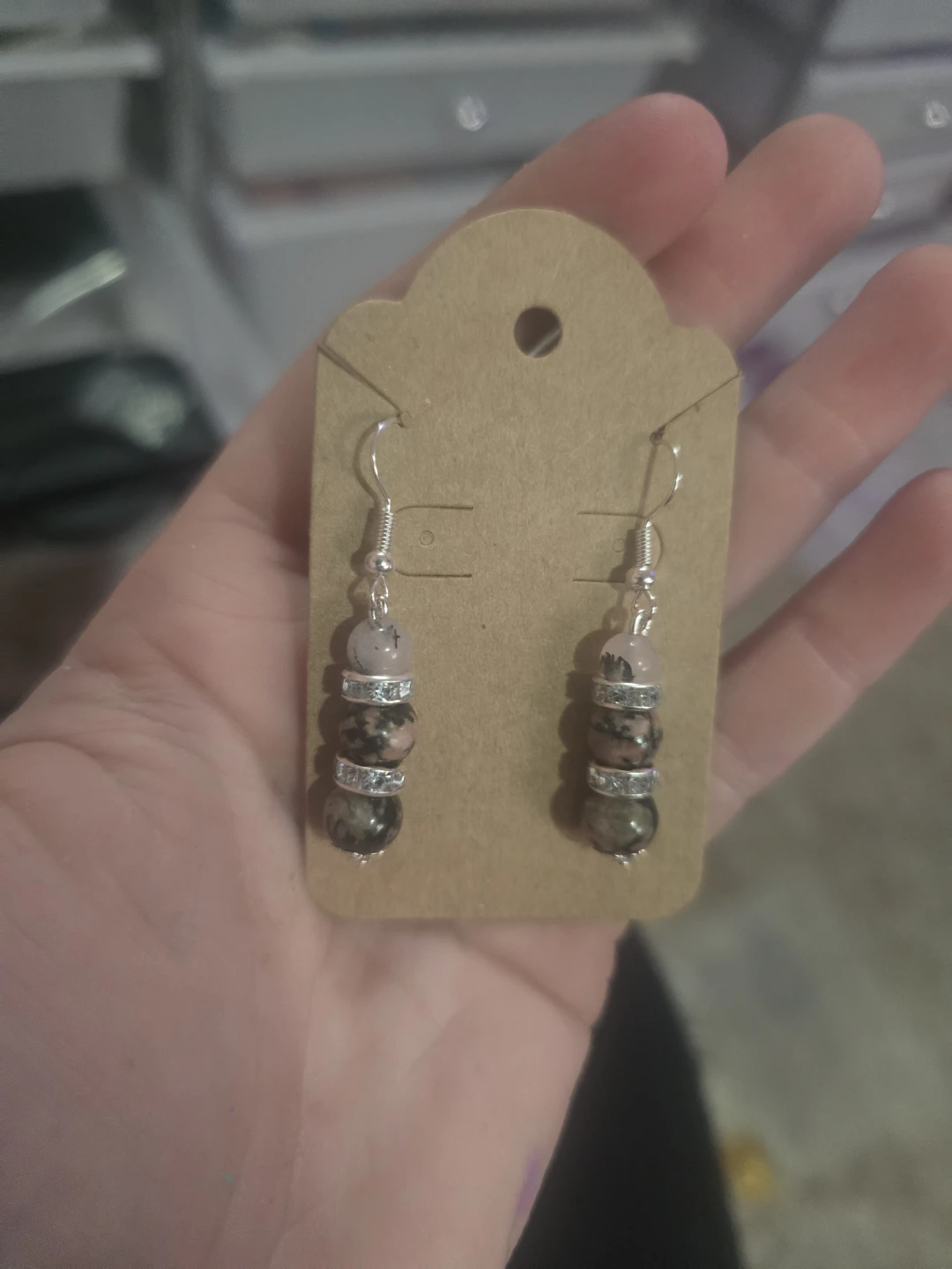 Handmade pink rhodonite Gemstone Earrings