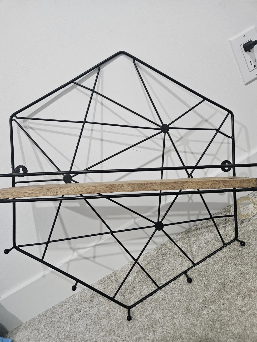 Geometric Wall Shelf with Hooks - photo 2