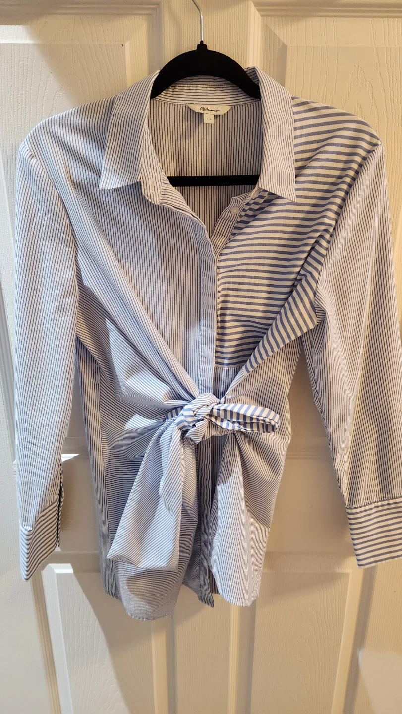 Striped Tie-Front Shirt - Size L