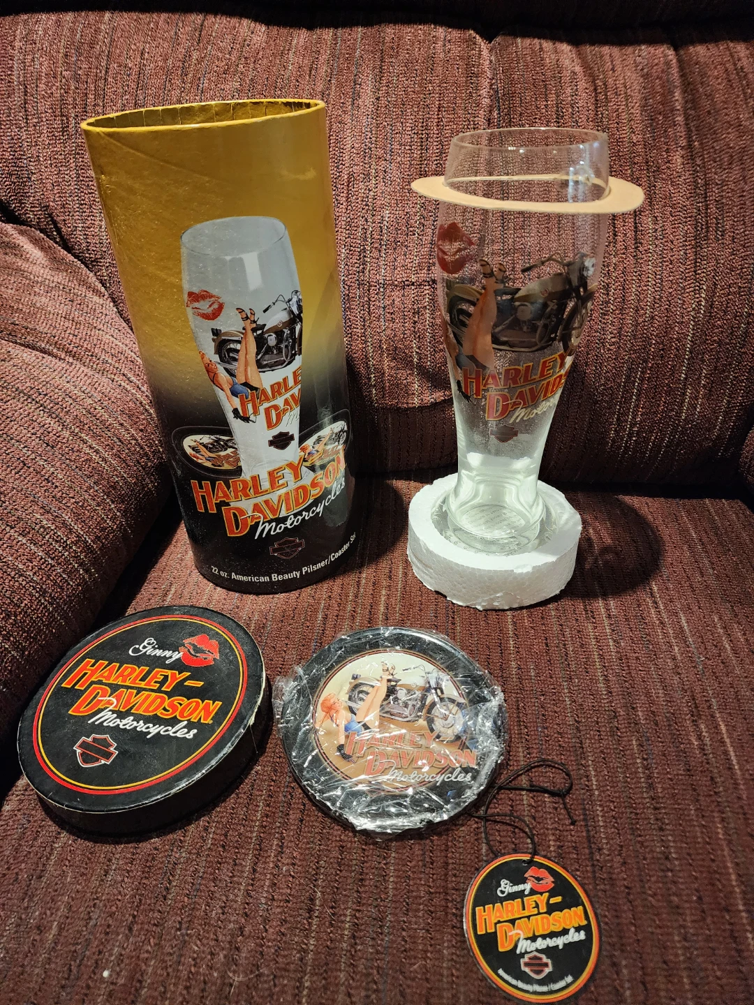 Harley-Davidson Pilsner Glass and Coaster Set