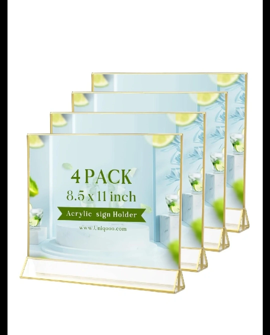 Uniqooo Acrylic Sign Holder 8.5 x 11 Inch - 4 Pack