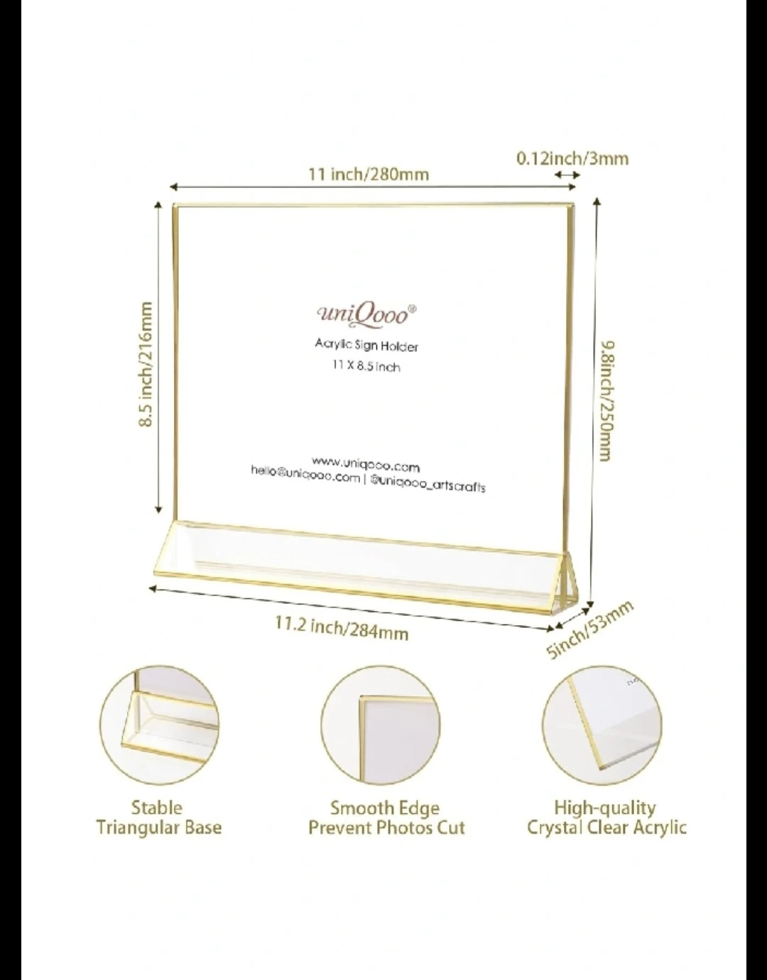 Uniqooo Acrylic Sign Holder 8.5 x 11 Inch - 4 Pack - photo 2