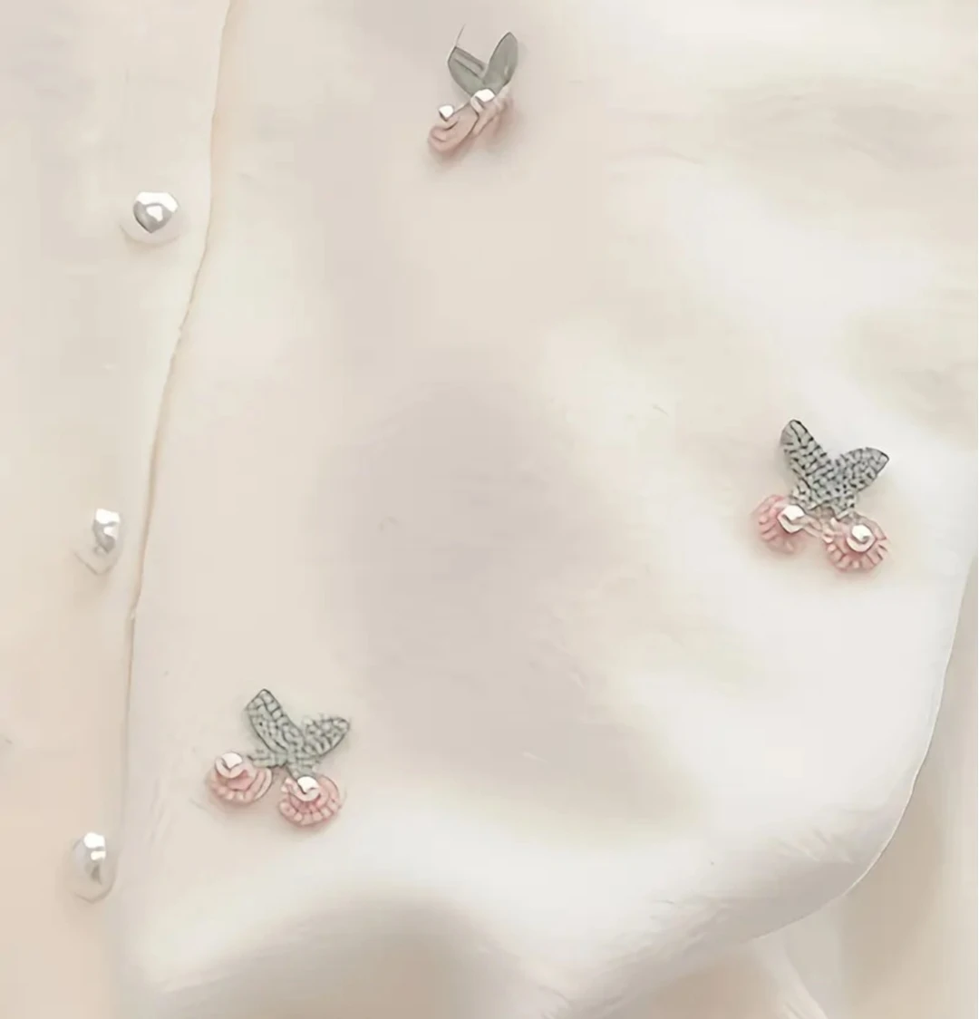 Brand New Cream color Cherry Embellished Cardigan