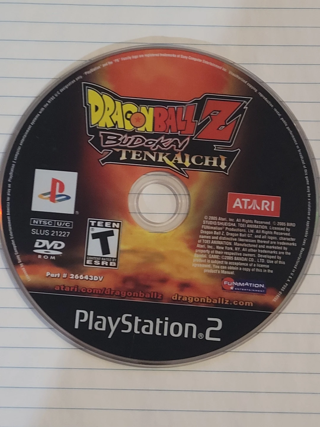 Dragon Ball Z Budokai Tenkaichi PlayStation 2 Game Disc