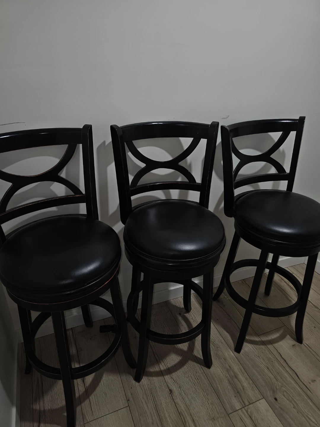 Set of 3 Black Swivel Bar Stools - photo 2