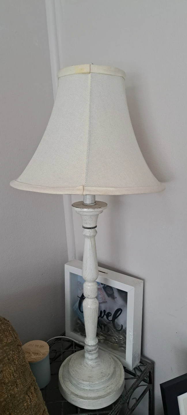 White Table Lamp with Fabric Shade
