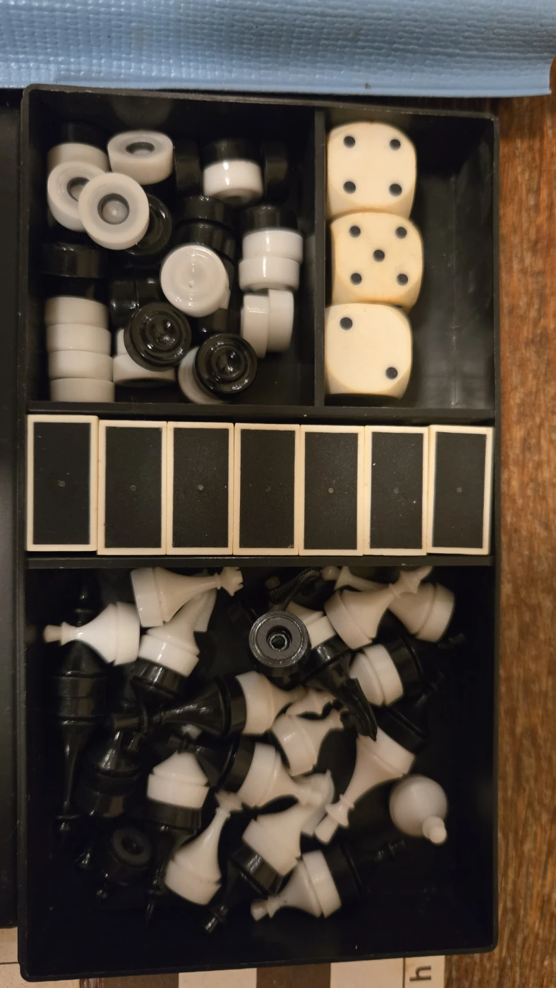 USSR Soviet vintage Travel Chess Set with Checkers and Dice