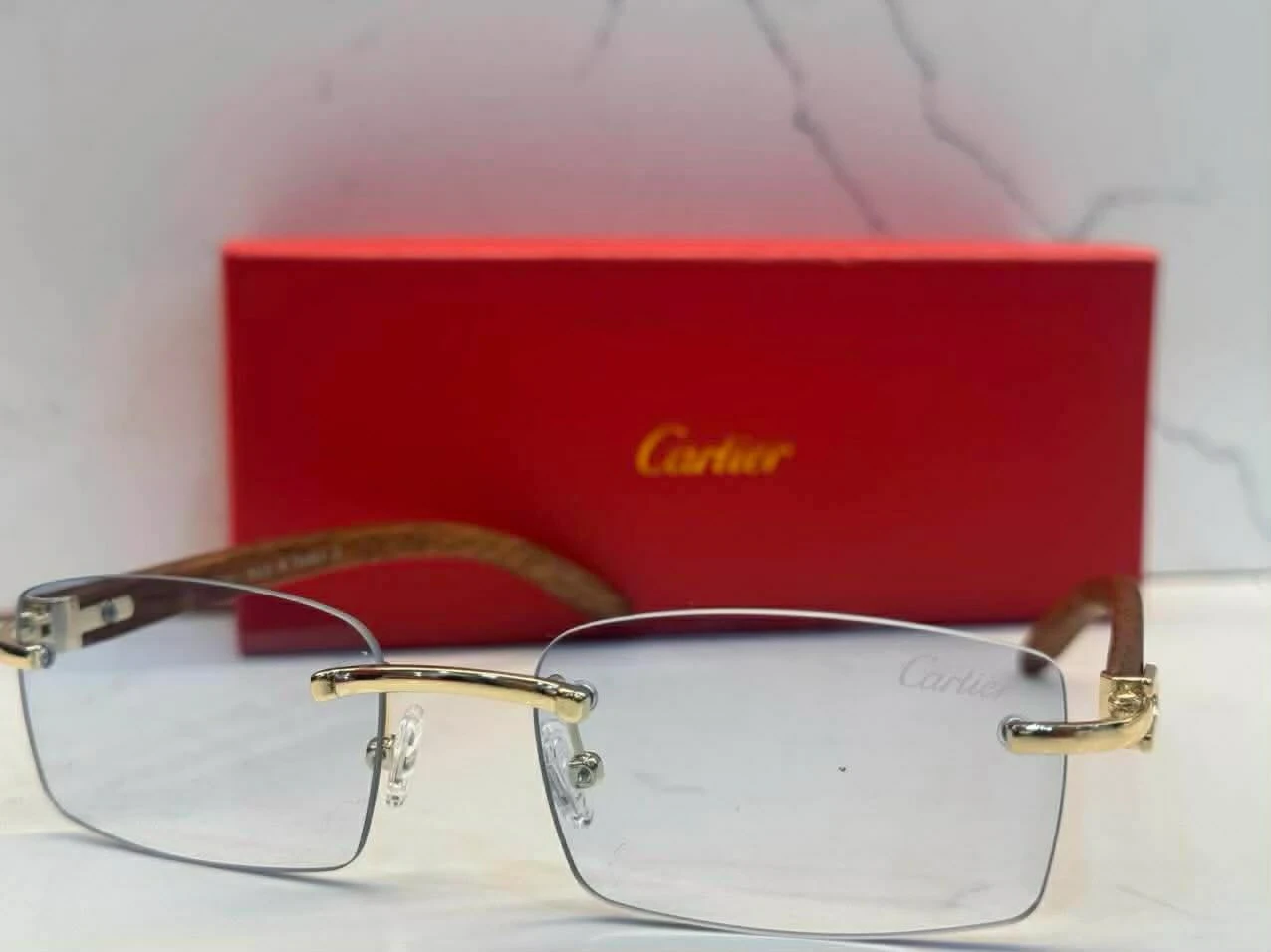 Cartier Rimless Sunglasses with Wood Temples - photo 2