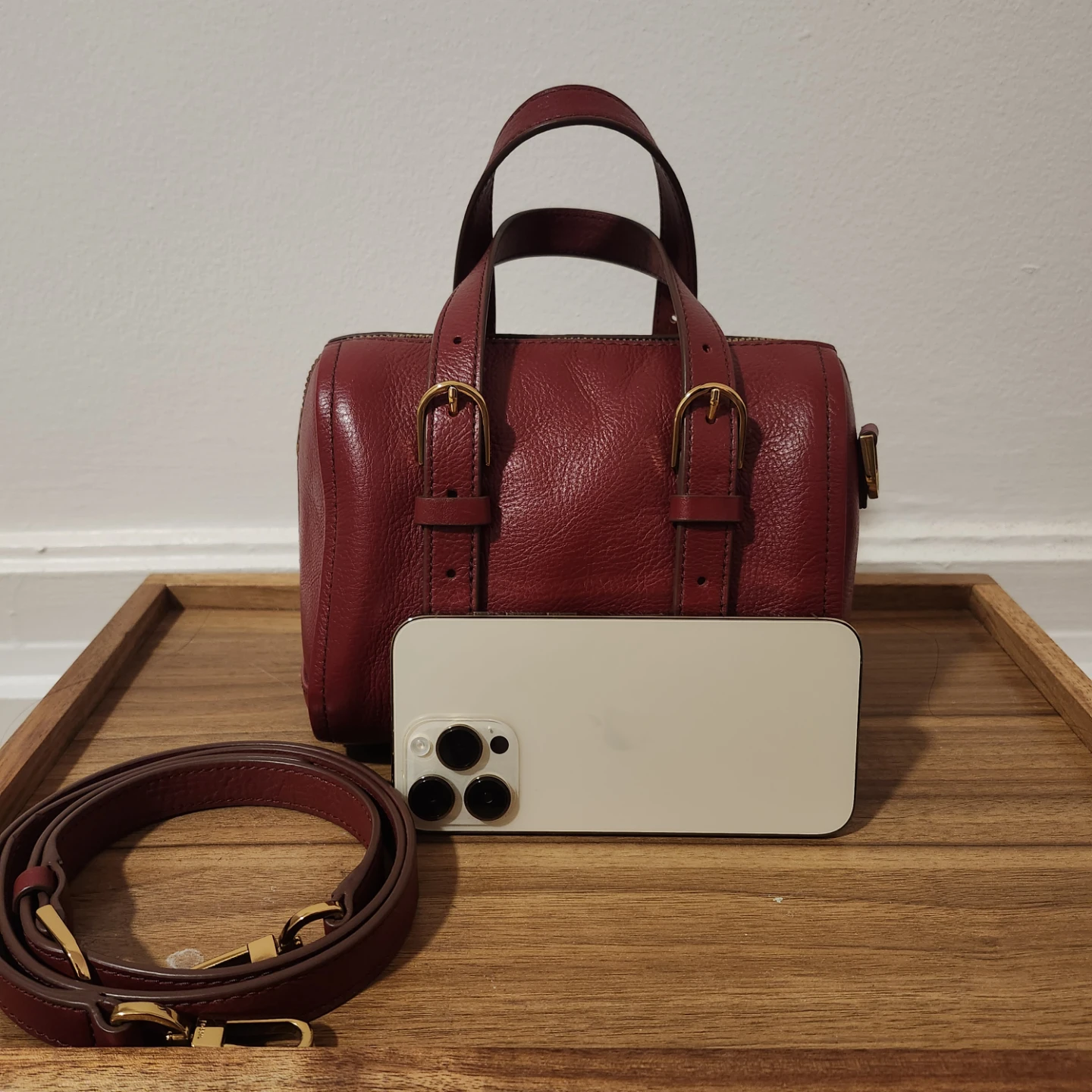 Fossil Red Leather Satchel Crossbody Bag - photo 2