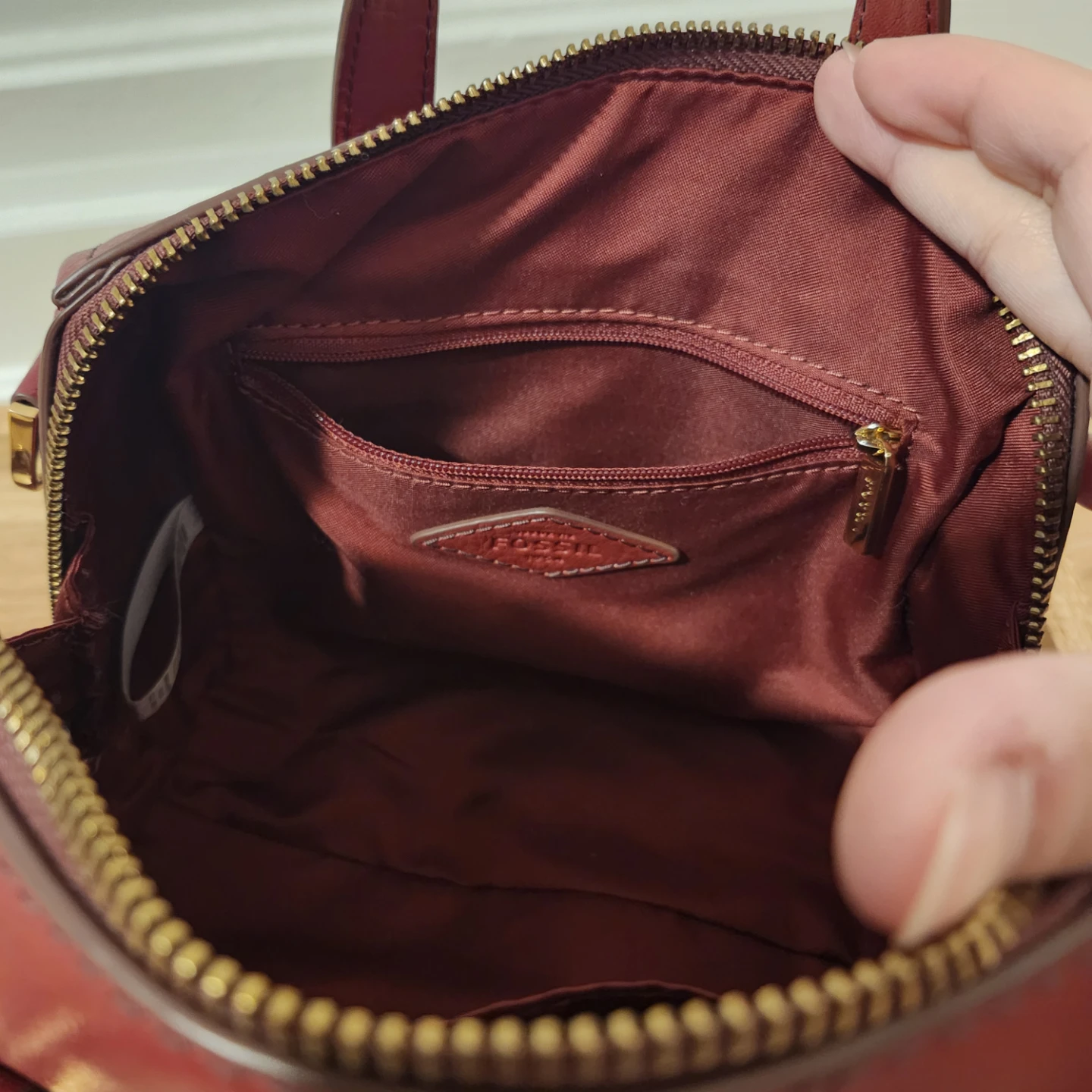 Fossil Red Leather Satchel Crossbody Bag - photo 3