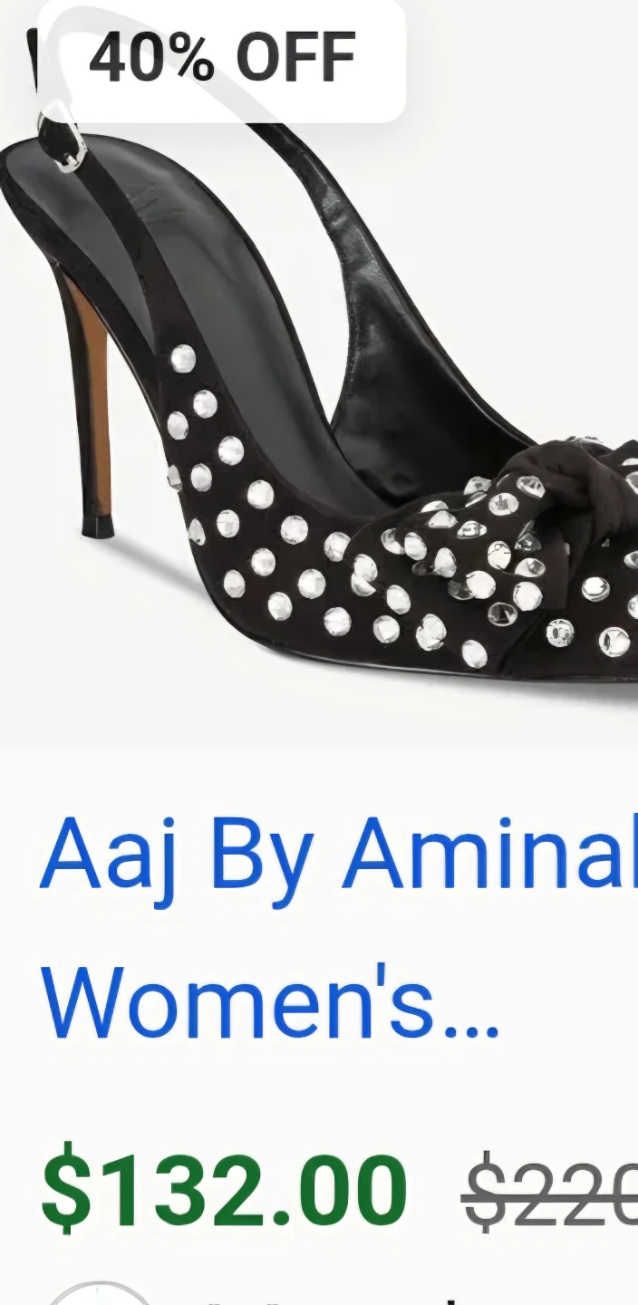 Aaj By Amina Women's Black Rhinestone Bow Slingback Heels - photo 3