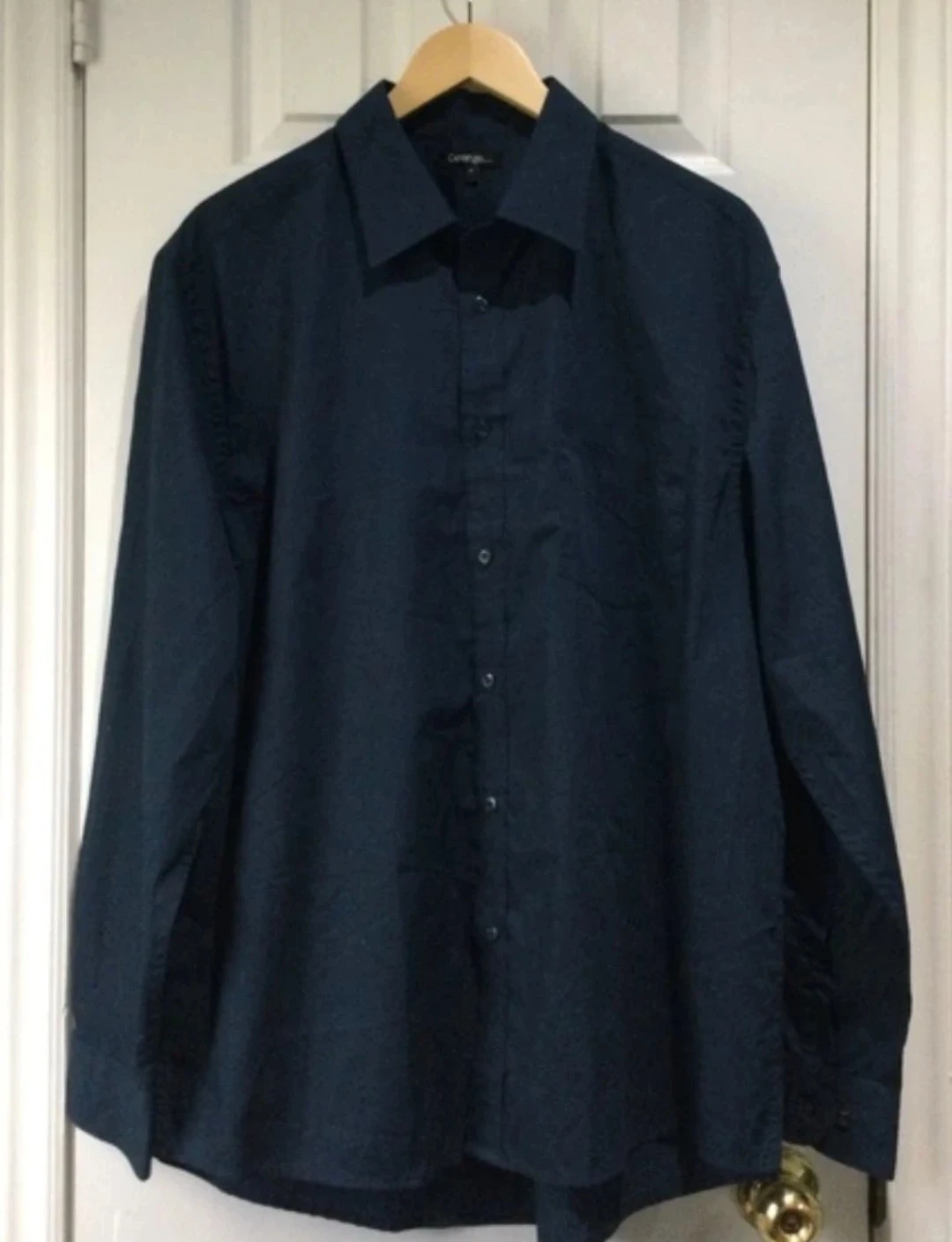 Men's Navy Long Sleeve Dress Shirt- 17 1/2
