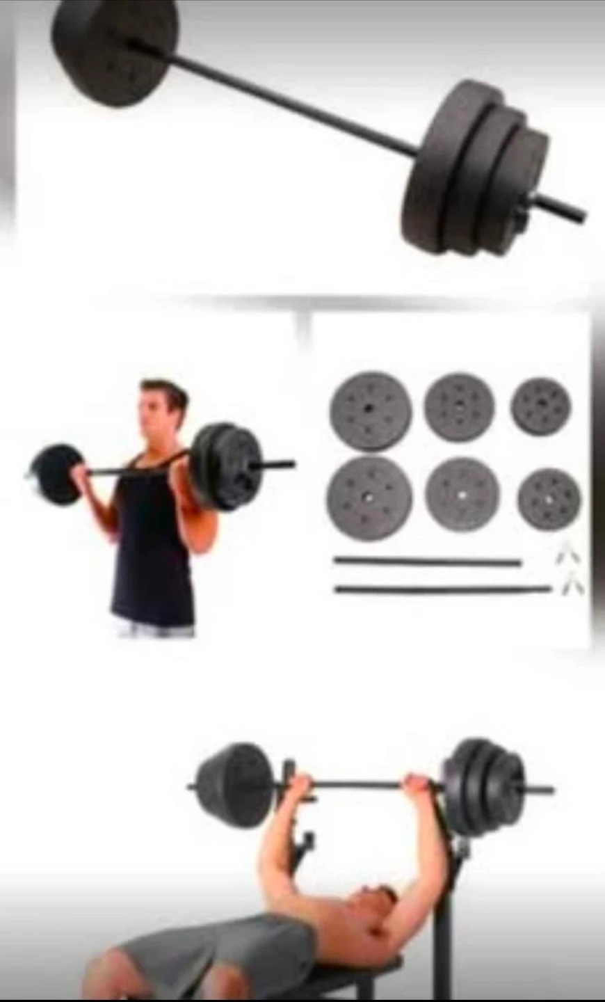100lb Vinyl Weight Plates with Barbell Set from CAP - New! - photo 2