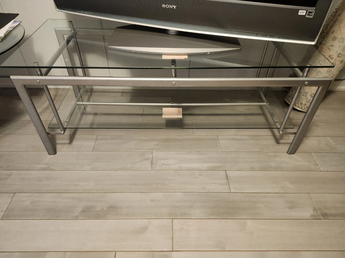 Glass and Metal TV Stand