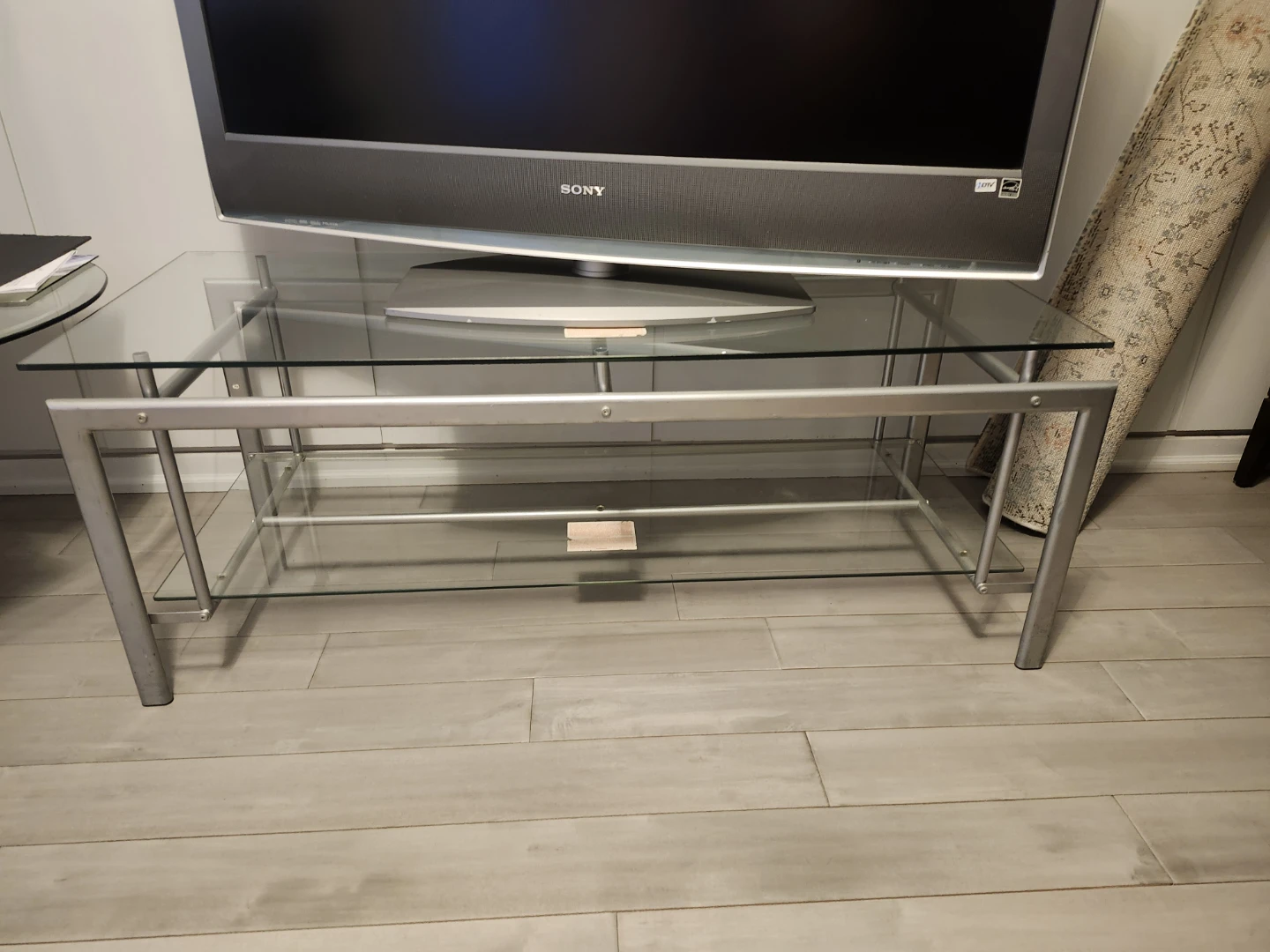 Glass and Metal TV Stand - photo 3