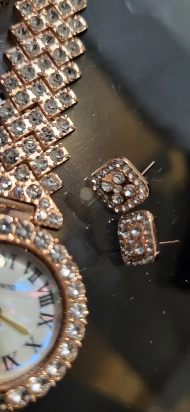 Rose Gold Tone Watch and Jewellery Set