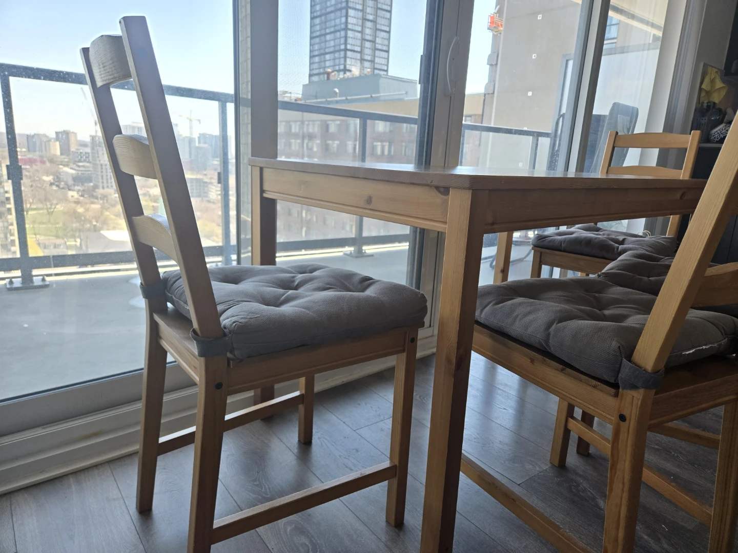 Wooden Dining Table with 4 Chairs and Cushions - photo 3