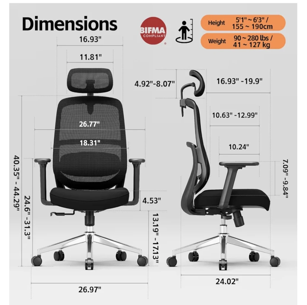 Quelsoft Ergonomic Office Chair with Adjustable Lumbar Support - photo 2